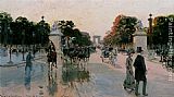 Georges Stein Canvas Paintings - Les Champs Elysees au petit matin
